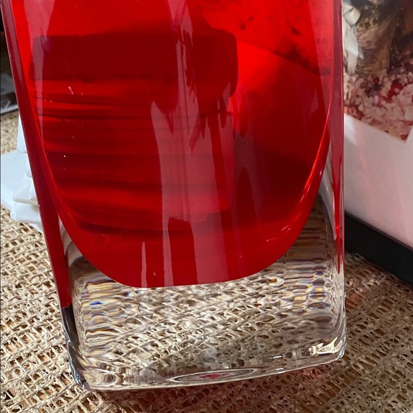 Italian Murano Red Glass Vase 12 in tall - Picture 5 of 7